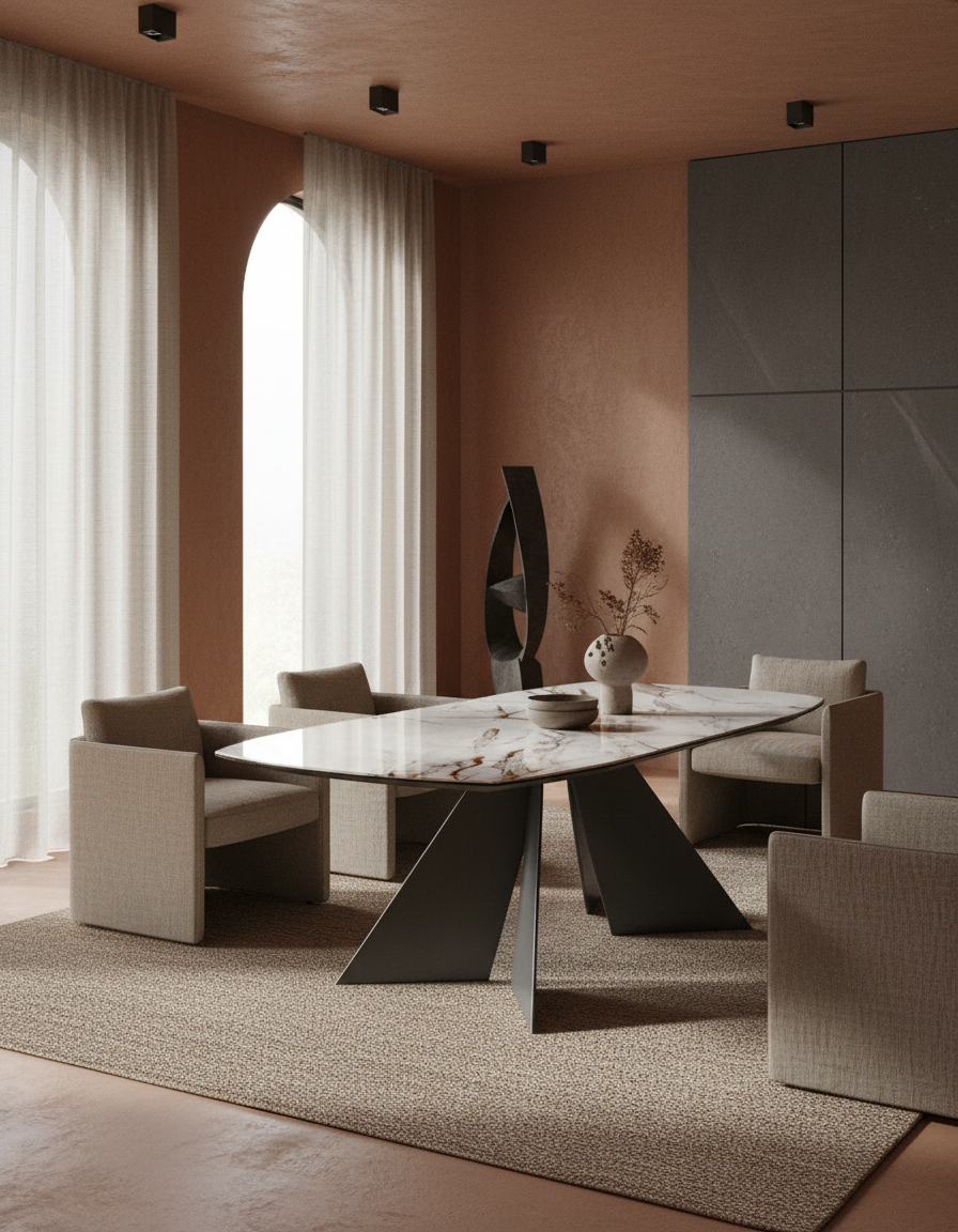 
Ausziehbarer Designer Esstisch „Dallas“ aus Keramik, in verschiedenen Grössen - Fiorentino glänzend / 200-260 x 100 cm