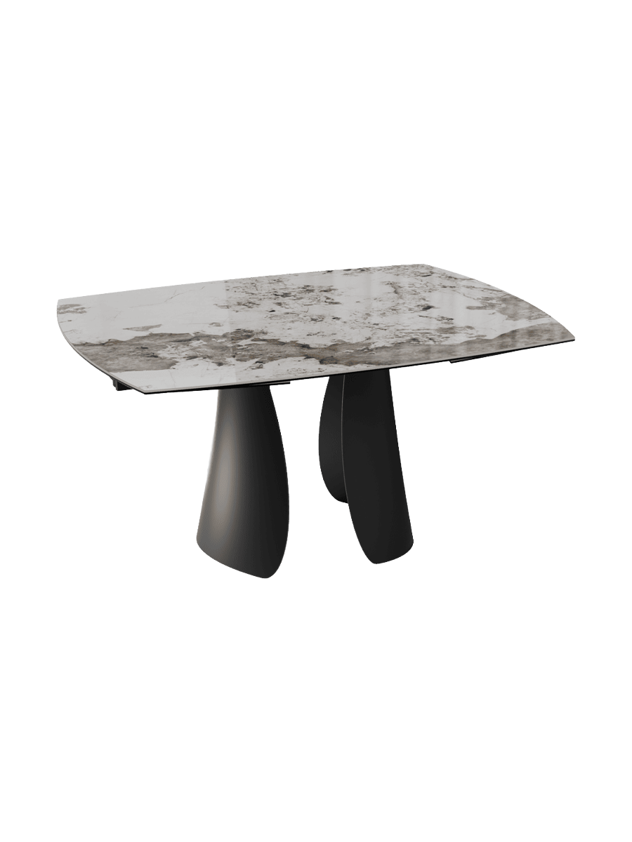 
Ausziehbarer Designer Esstisch „Brisbane“ aus Keramik, in verschiedenen Grössen - Calcatta glänzend / 150-230 x 110 cm