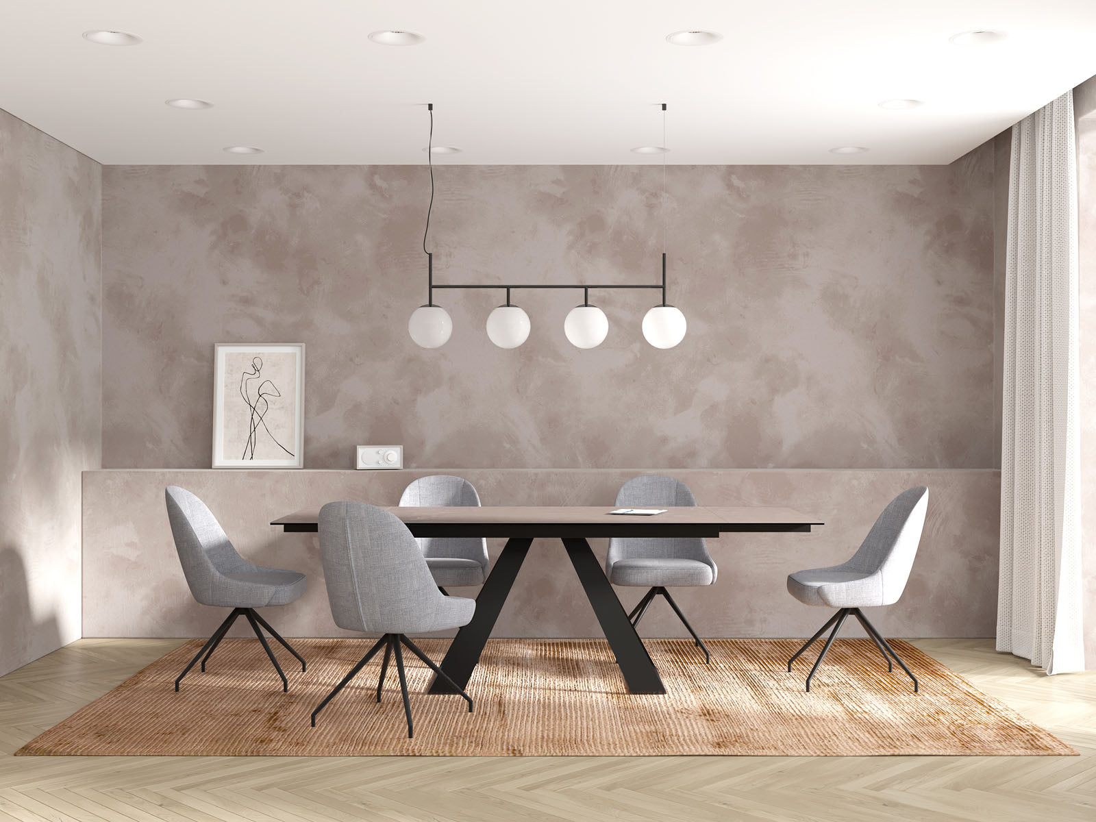 
Extendable Designer Dining Table "Ascension" in Ceramic, Available in Various Sizes - Cement Grey / 150-230 x 100 cm