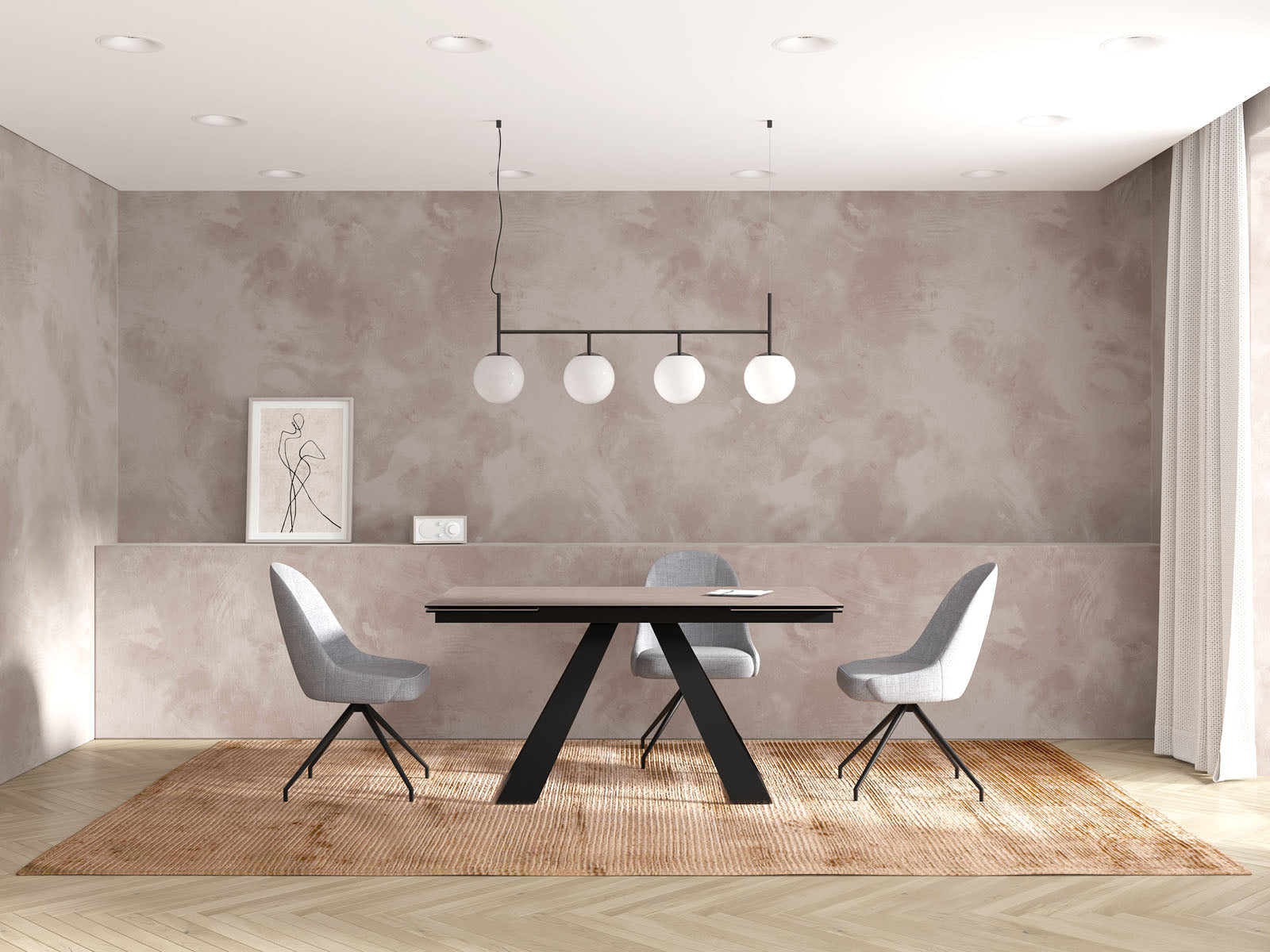 
Extendable Designer Dining Table "Ascension" in Ceramic, Available in Various Sizes - Cement Grey / 150-230 x 100 cm