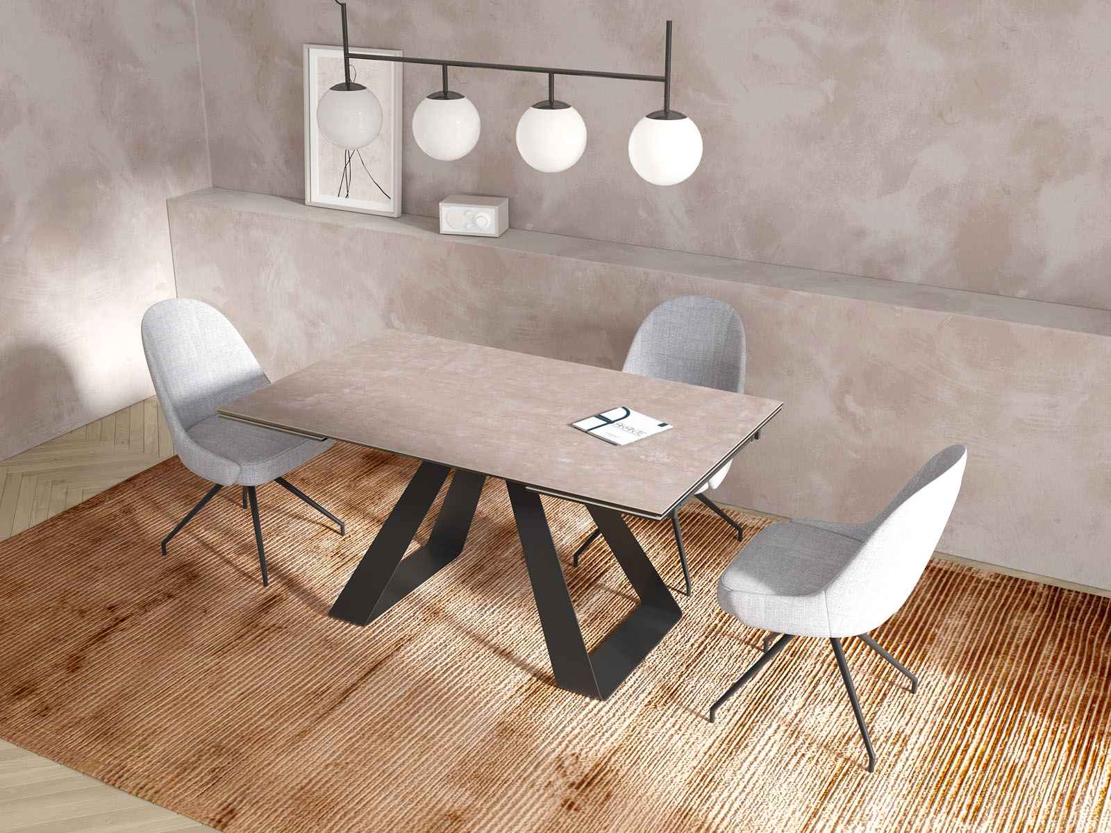 
Extendable Designer Dining Table "Ascension" in Ceramic, Available in Various Sizes - Cement Grey / 150-230 x 100 cm