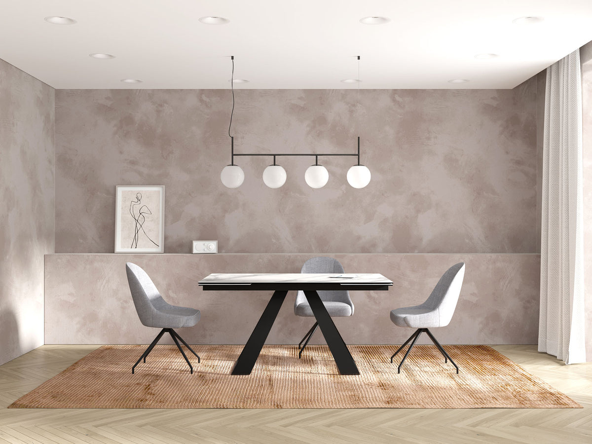 
Ausziehbarer Designer Esstisch „Ascension“ aus Keramik, in verschiedenen Grössen - Marmoroptik Weiss / 150-230 x 100 cm