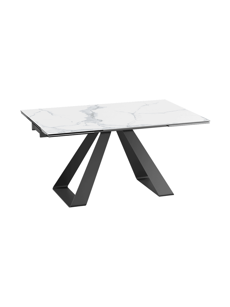 
Ausziehbarer Designer Esstisch „Ascension“ aus Keramik, in verschiedenen Grössen - Marmoroptik Weiss / 150-230 x 100 cm