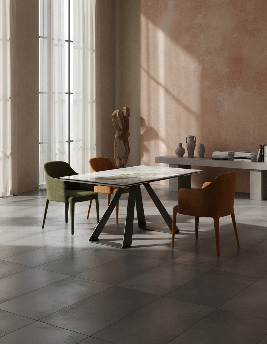
Ausziehbarer Designer Esstisch „Ascension“ aus Keramik, in verschiedenen Grössen - Calcatta glänzend / 150-230 x 100 cm