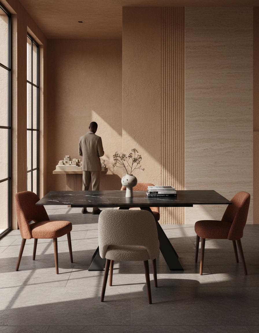 
Ausziehbarer Designer Esstisch „Ascension“ aus Keramik, in verschiedenen Grössen - Marquina / 150-230 x 100 cm
