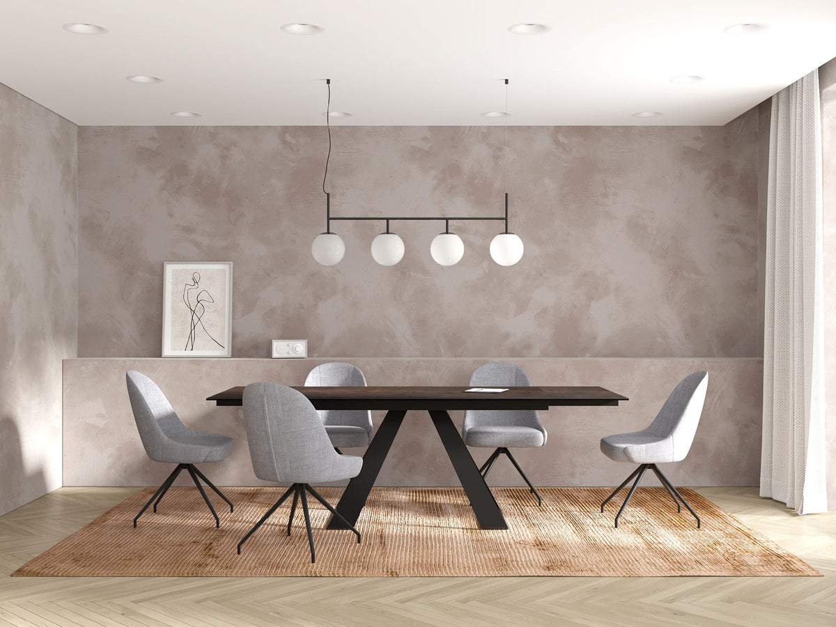 
Extendable Designer Dining Table "Ascension" in Ceramic, Available in Various Sizes - Dark Rust Look / 150-230 x 100 cm