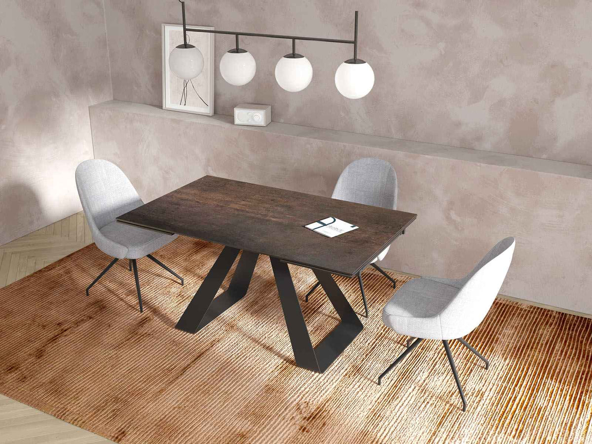 
Extendable Designer Dining Table "Ascension" in Ceramic, Available in Various Sizes - Dark Rust Look / 150-230 x 100 cm