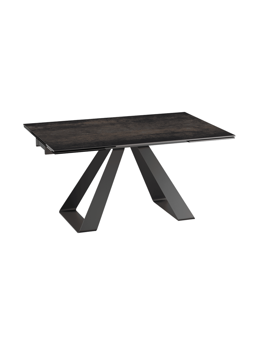 
Extendable Designer Dining Table "Ascension" in Ceramic, Available in Various Sizes - Dark Rust Look / 150-230 x 100 cm