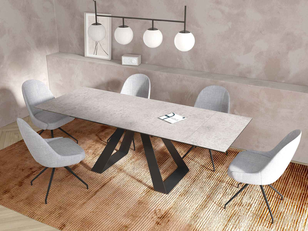 
Ausziehbarer Designer Esstisch „Ascension“ aus Keramik, in verschiedenen Grössen - Silver / 150-230 x 100 cm