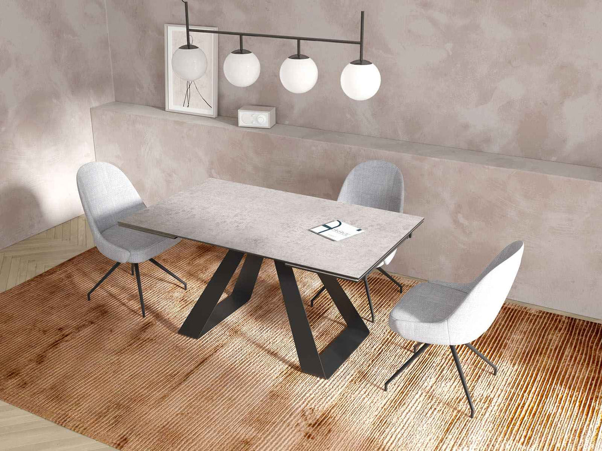 
Ausziehbarer Designer Esstisch „Ascension“ aus Keramik, in verschiedenen Grössen - Silver / 150-230 x 100 cm
