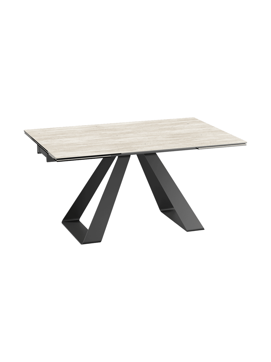 
Ausziehbarer Designer Esstisch „Ascension“ aus Keramik, in verschiedenen Grössen - Travertin / 150-230 x 100 cm