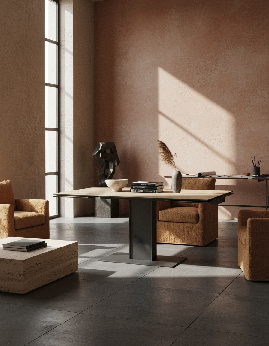 
Ausziehbarer Designer Esstisch „Connexion“ aus Keramik, 150-230 x 100 cm - Eiche hell