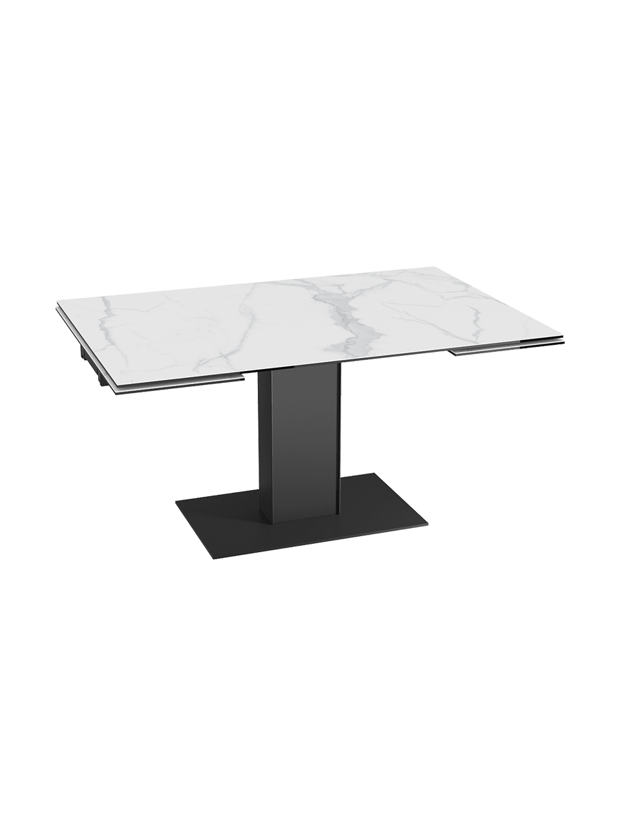 
Ausziehbarer Designer Esstisch „Connexion“ aus Keramik, 150-230 x 100 cm - Marmoroptik Weiss