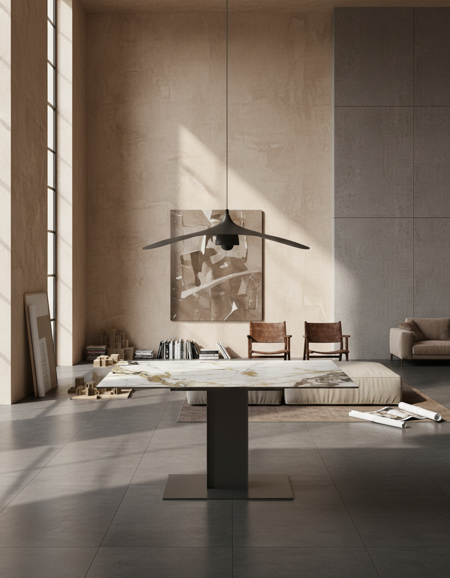 
Ausziehbarer Designer Esstisch „Connexion“ aus Keramik, 150-230 x 100 cm - Doro glänzend
