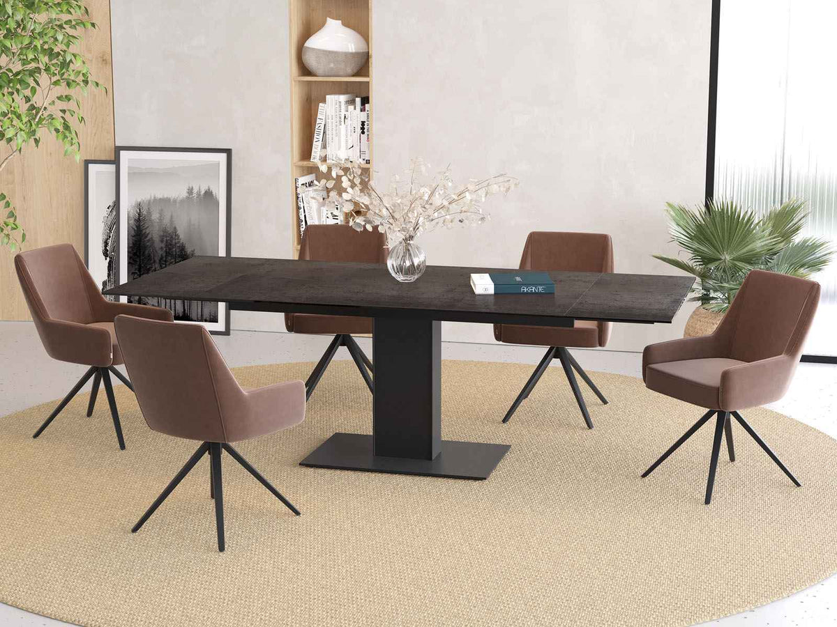 
Ausziehbarer Designer Esstisch „Connexion“ aus Keramik, 150-230 x 100 cm - Dunkle Rostotpik