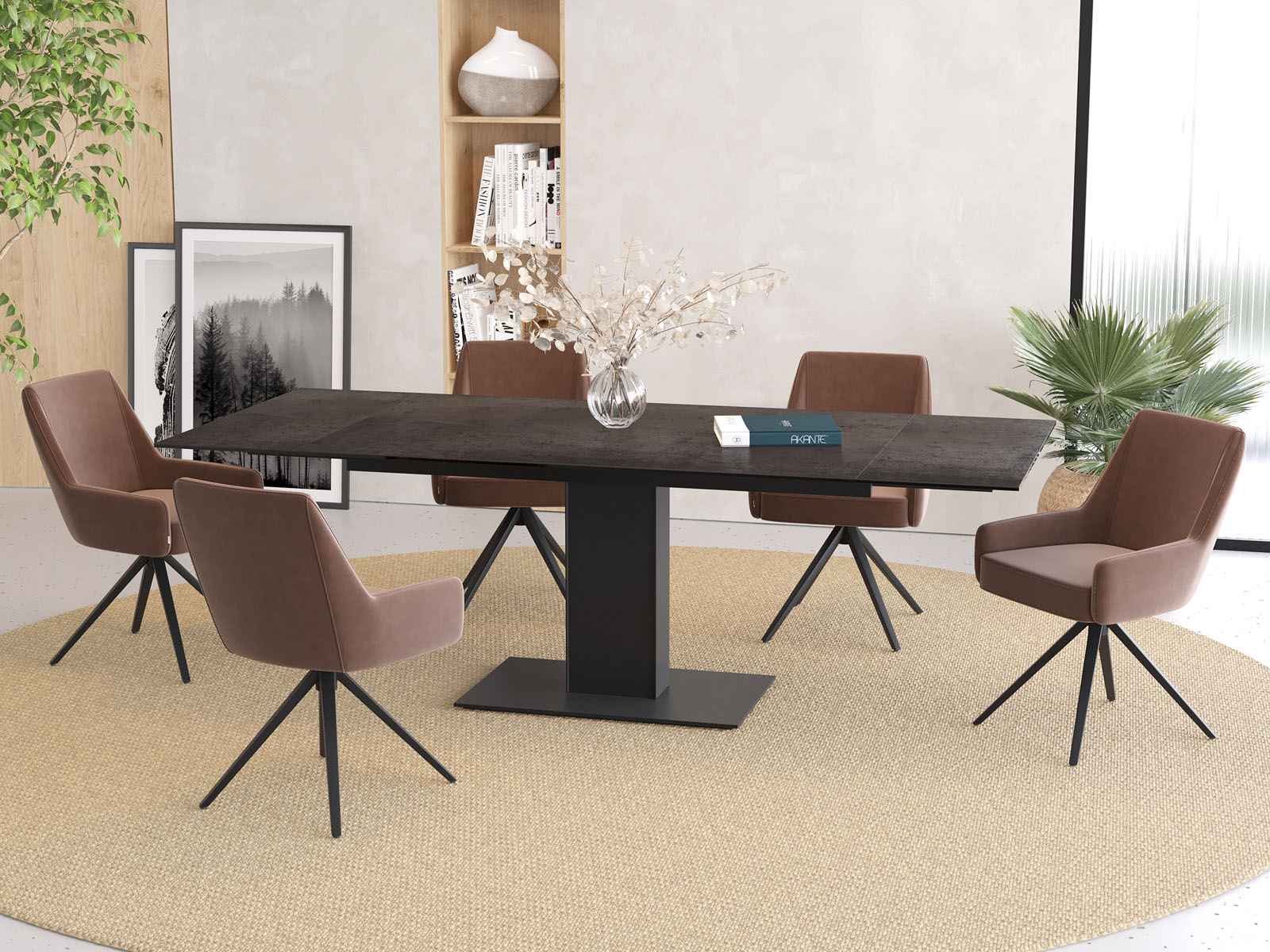
Ausziehbarer Designer Esstisch „Connexion“ aus Keramik, 150-230 x 100 cm - Dunkle Rostotpik