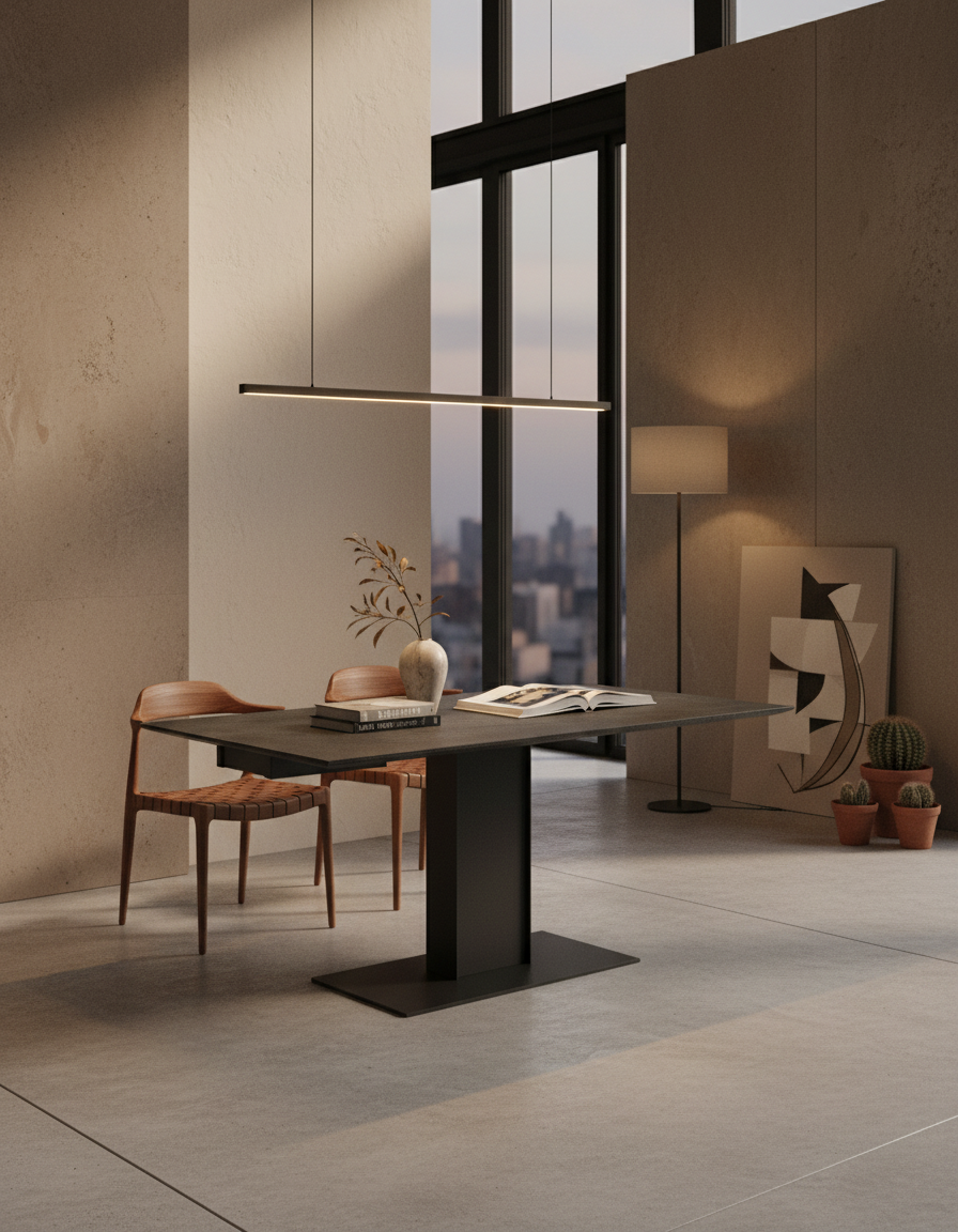 
Ausziehbarer Designer Esstisch „Connexion“ aus Keramik, 150-230 x 100 cm - Titan Schwarz