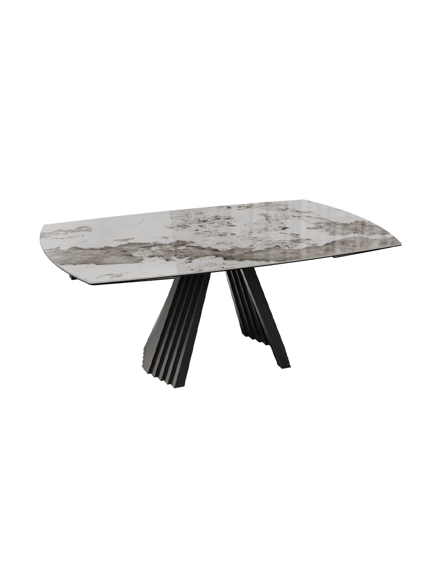 
Ausziehbarer Designer Esstisch „Gotham“ aus Keramik, in verschiedenen Grössen - Calcatta glänzend / 190-270 x 120 cm