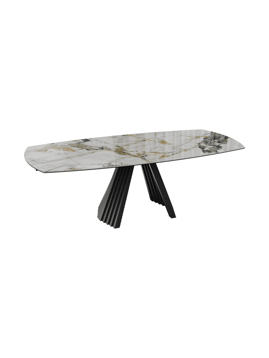 
Table à manger design extensible « Gotham » en céramique, disponible en différentes tailles - Calcatta brillant / 150-230 x 110 cm