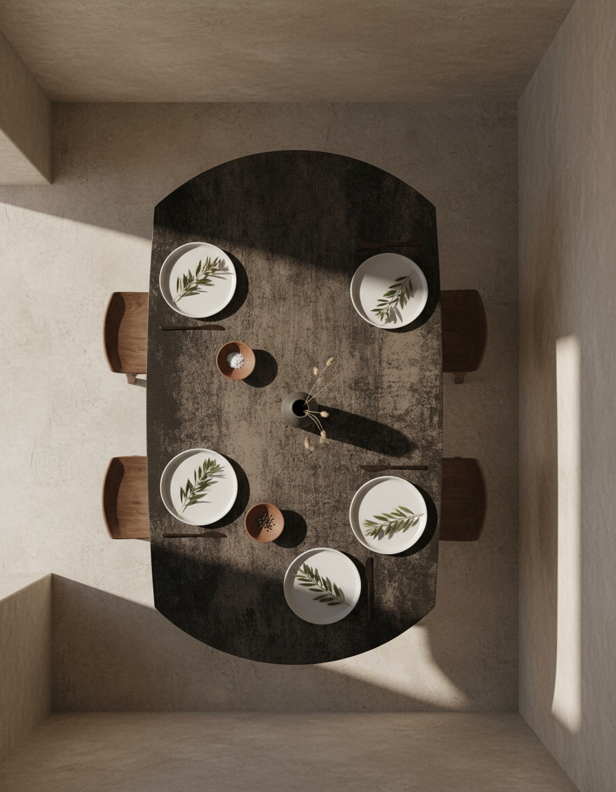
Tavolo da pranzo allungabile di design «New Icone», in diverse dimensioni - aspetto ruggine scura / 95-135 x 135 cm