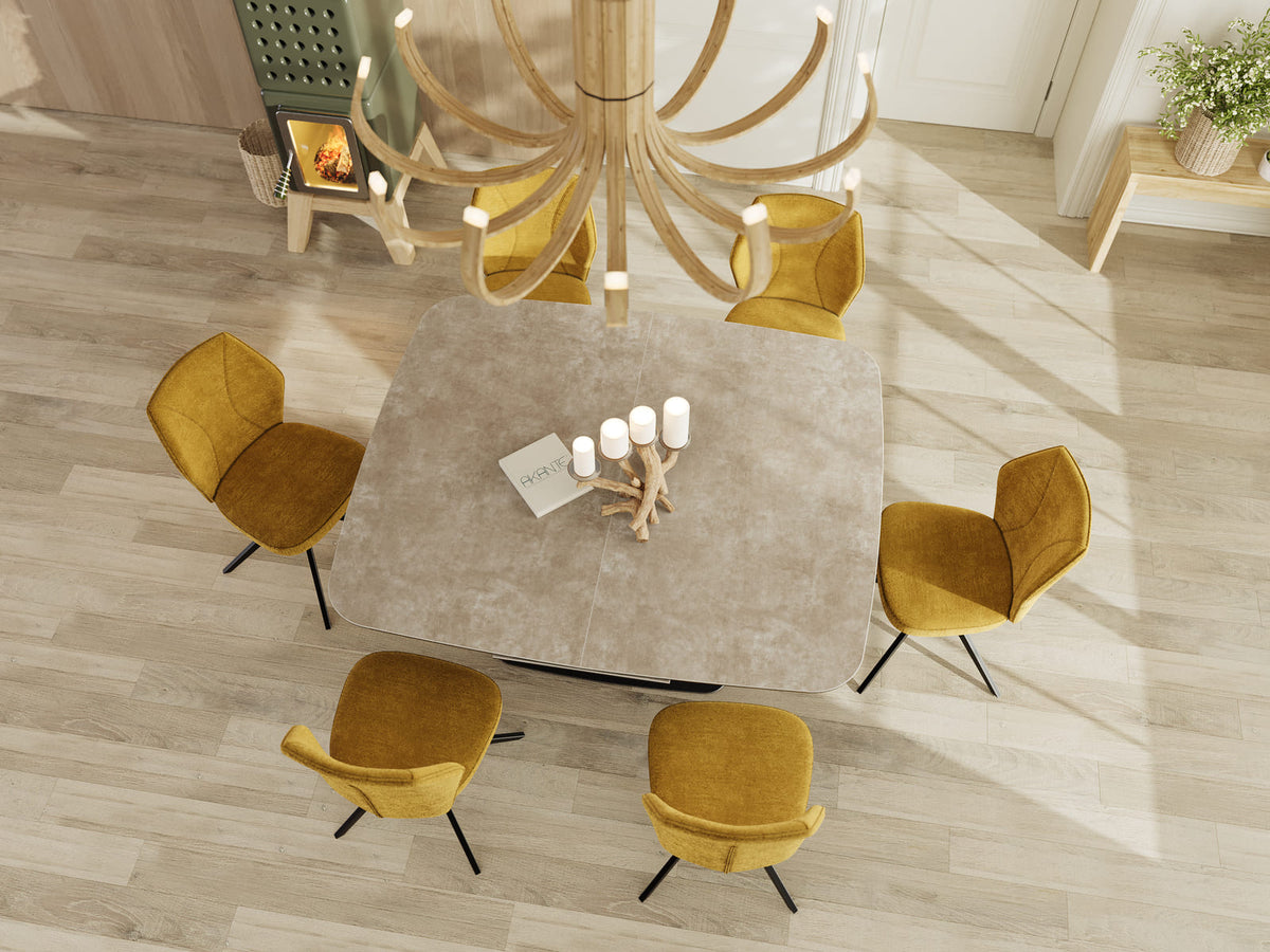 
Ausziehbarer Designer Esstisch „Santiago“ aus Keramik, 160-210 x 135 cm - Zementgrau