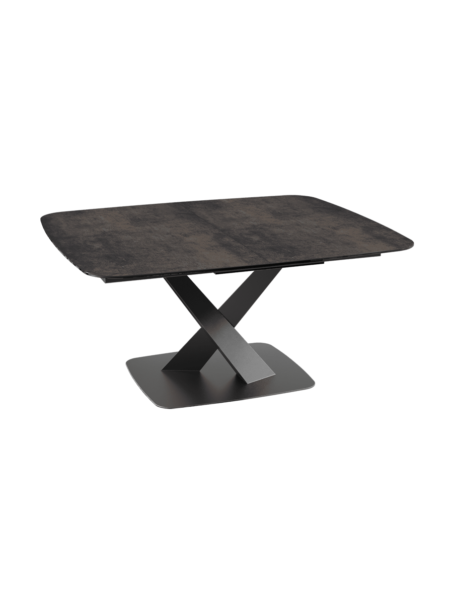
Ausziehbarer Designer Esstisch „Santiago“ aus Keramik, 160-210 x 135 cm - dunkle Rostoptik