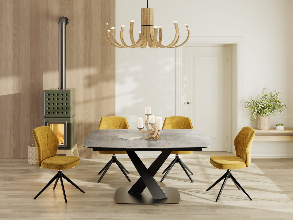 
Ausziehbarer Designer Esstisch „Santiago“ aus Keramik, 160-210 x 135 cm - Silver