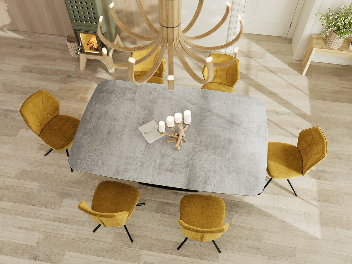 
Ausziehbarer Designer Esstisch „Santiago“ aus Keramik, 160-210 x 135 cm - Silver