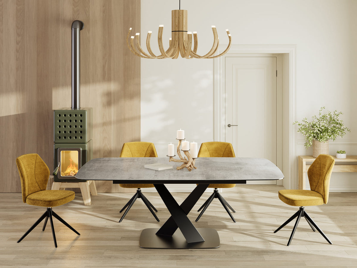 
Ausziehbarer Designer Esstisch „Santiago“ aus Keramik, 160-210 x 135 cm - Silver