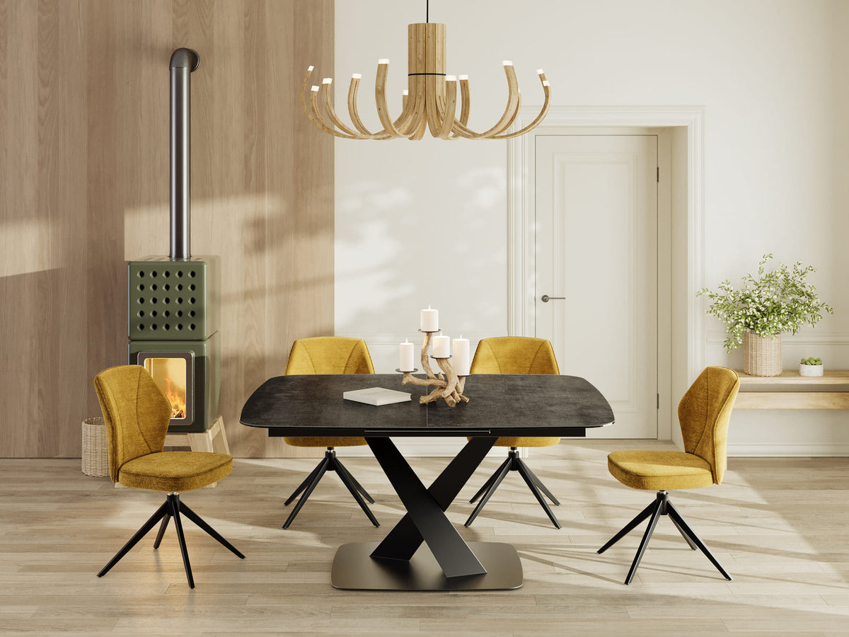 
Ausziehbarer Designer Esstisch „Santiago“ aus Keramik, 160-210 x 135 cm - Titan