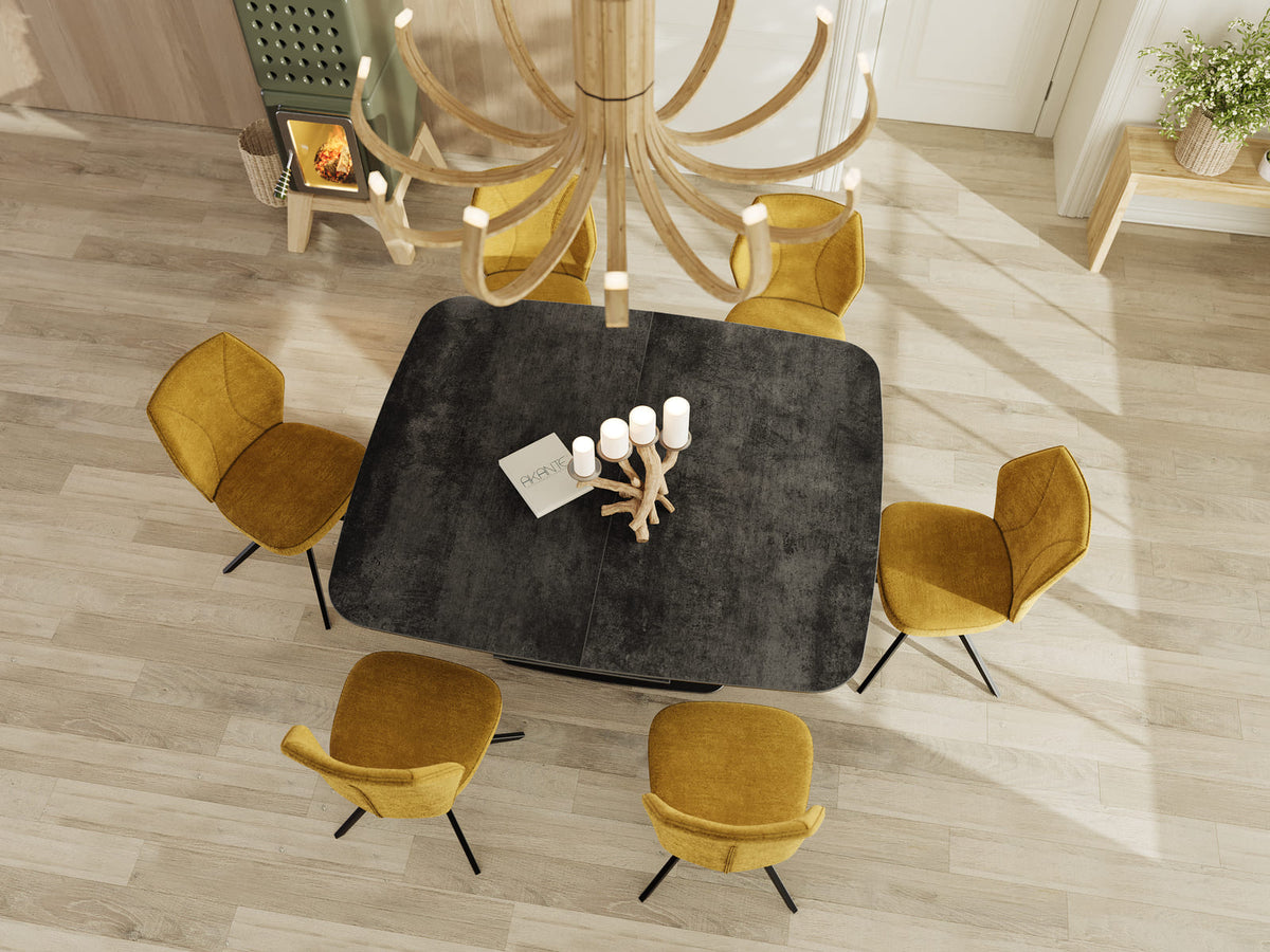 
Ausziehbarer Designer Esstisch „Santiago“ aus Keramik, 160-210 x 135 cm - Titan