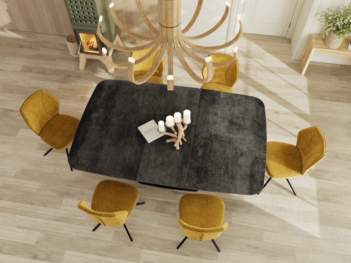 
Ausziehbarer Designer Esstisch „Santiago“ aus Keramik, 160-210 x 135 cm - Titan