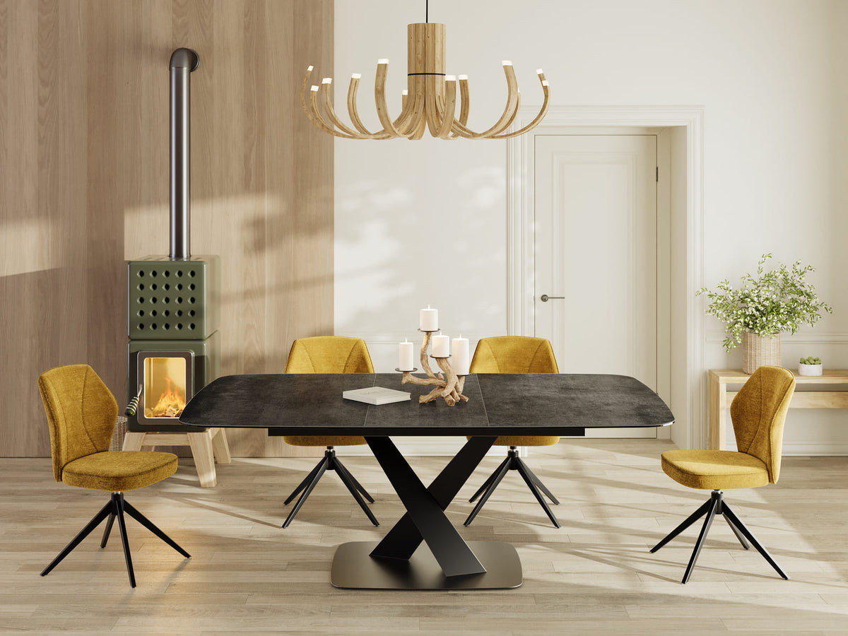 
Ausziehbarer Designer Esstisch „Santiago“ aus Keramik, 160-210 x 135 cm - Titan