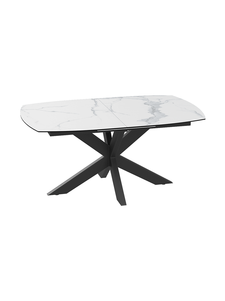 
Ausziehbarer Designer Esstisch „Phoenix“ aus Keramik, verschiedene Grössen - Marmoroptik Weiss / 160-210 x 100 cm