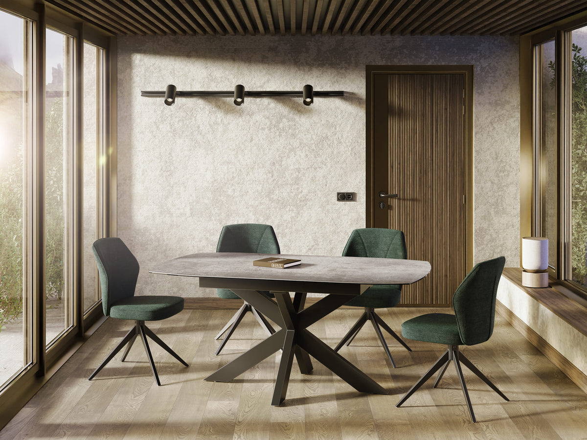 
Table de repas design extensible «Phoenix» en céramique, différentes tailles - Argent / 160-210 x 100 cm