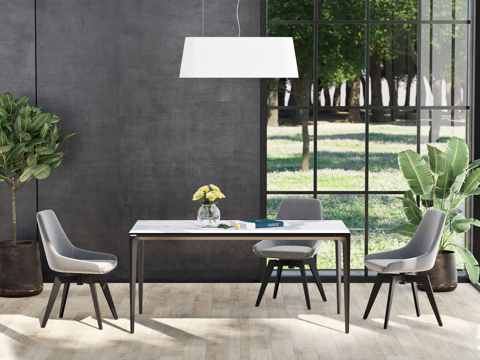 
Designer Esstisch „Valencia“ aus Keramik, verschiedene Grössen - Marmoroptik Weiss matt / 160 x 90 cm