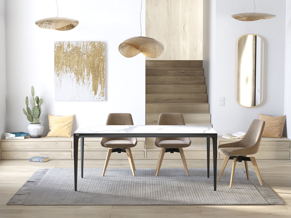 
Designer Esstisch „Valencia“ aus Keramik, verschiedene Grössen - Marmoroptik Weiss matt / 180 x 90 cm