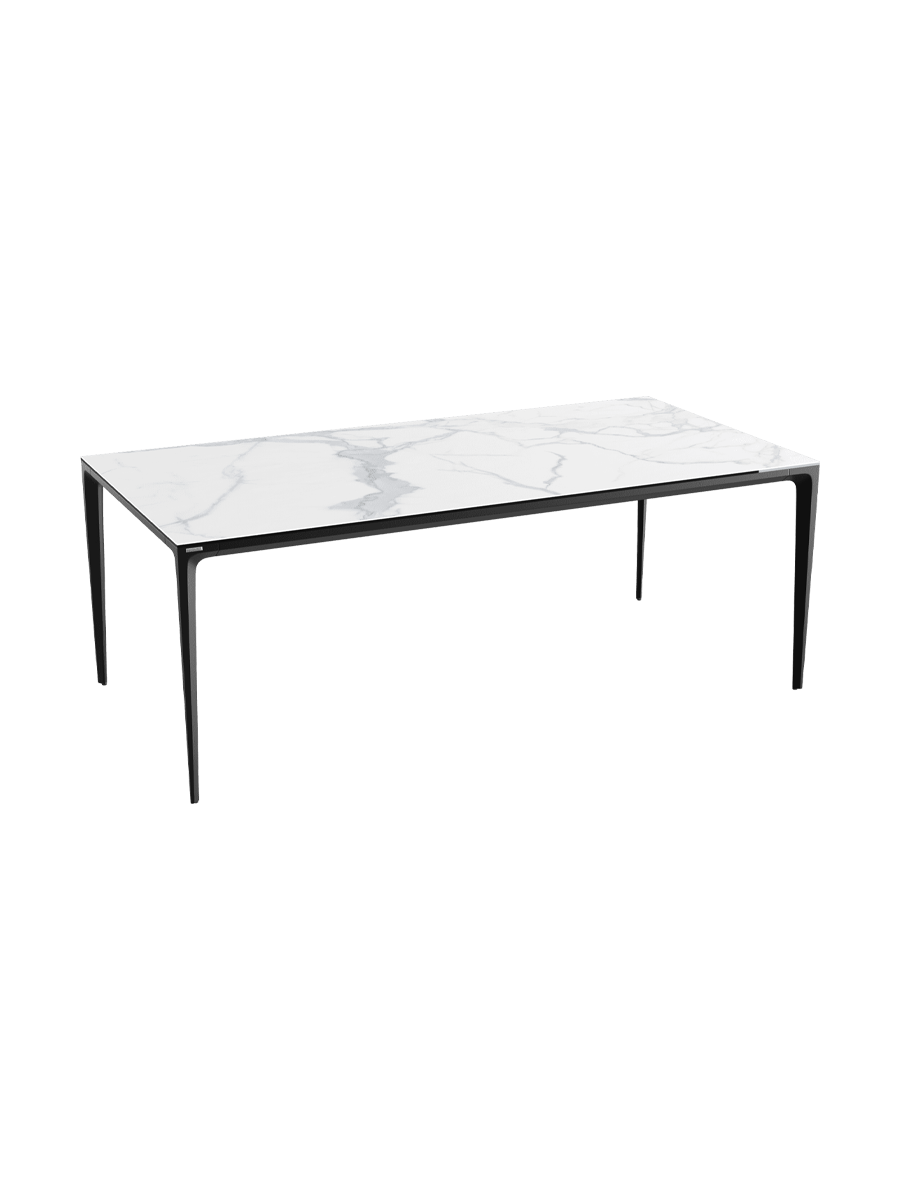
Designer Esstisch „Valencia“ aus Keramik, verschiedene Grössen - Marmoroptik Weiss matt / 160 x 90 cm
