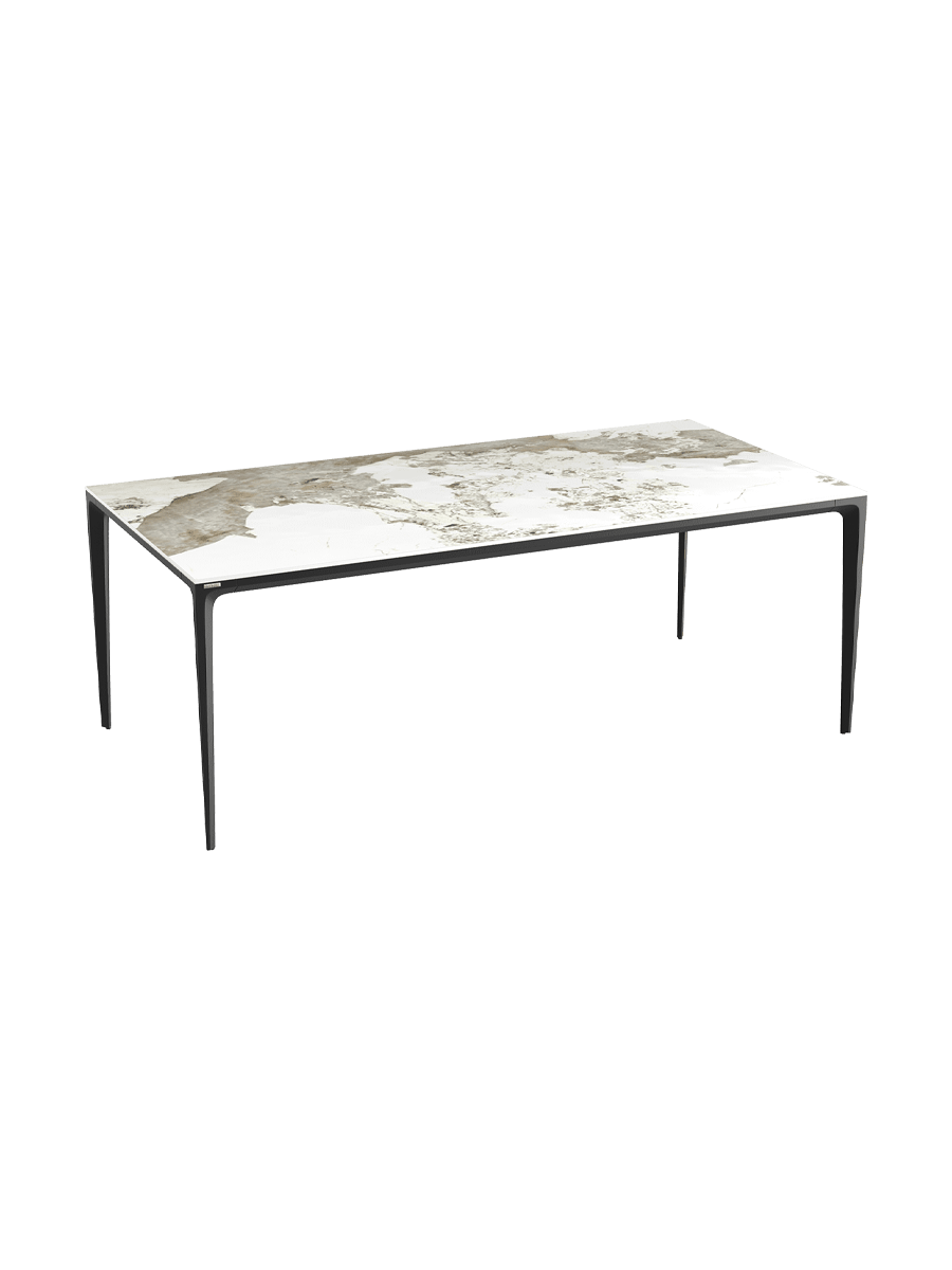 
Designer Esstisch „Valencia“ aus Keramik, verschiedene Grössen - Marmoroptik Weiss matt / 160 x 90 cm