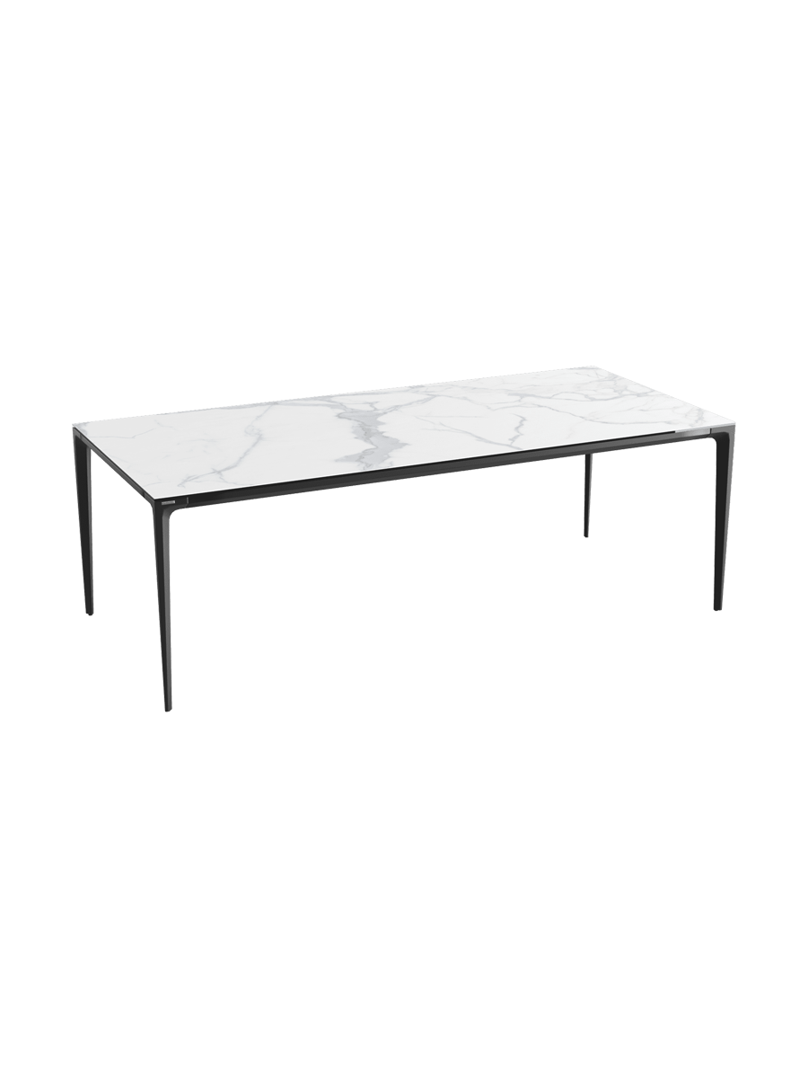 
Designer Esstisch „Valencia“ aus Keramik, verschiedene Grössen - Marmoroptik Weiss matt / 160 x 90 cm