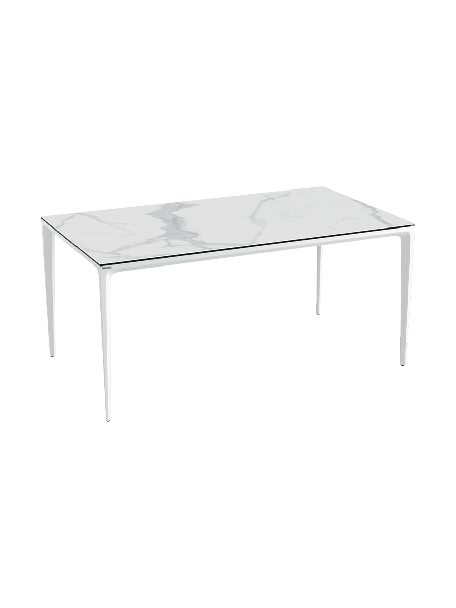 
Table de jardin design « Mallorca » en céramique, marbre clair / blanc - Blanc / Plateau : effet marbre clair mat / 160 x 90 cm