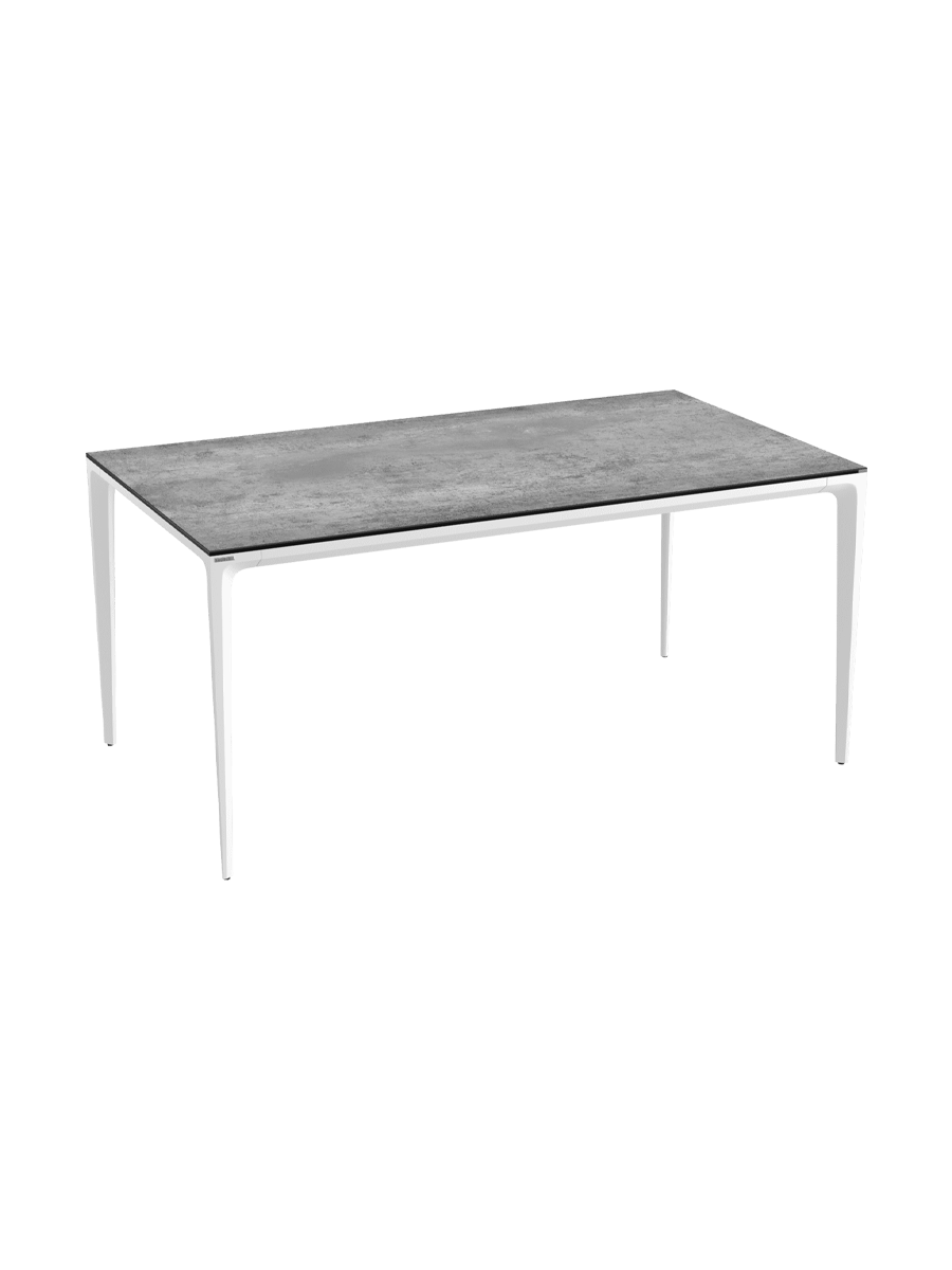 
Design Gartentisch „Mallorca“ aus Keramik, verschiedene Grössen - Weiss / Tischplatte: Marmoroptik hell matt / 180 x 90 cm