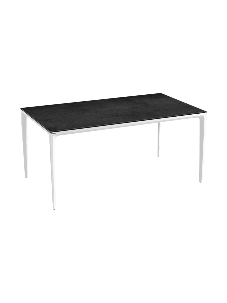 
Design Gartentisch „Mallorca“ aus Keramik, verschiedene Grössen - Weiss / Tischplatte: Marmoroptik hell matt / 180 x 90 cm
