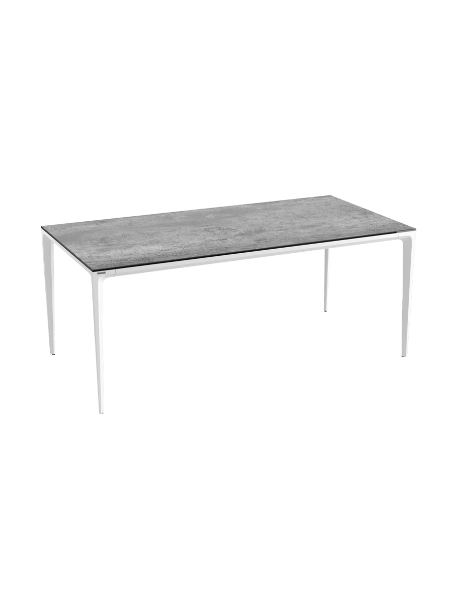 
Design Gartentisch „Mallorca“ aus Keramik, verschiedene Grössen - Weiss / Tischplatte: Marmoroptik hell matt / 180 x 90 cm