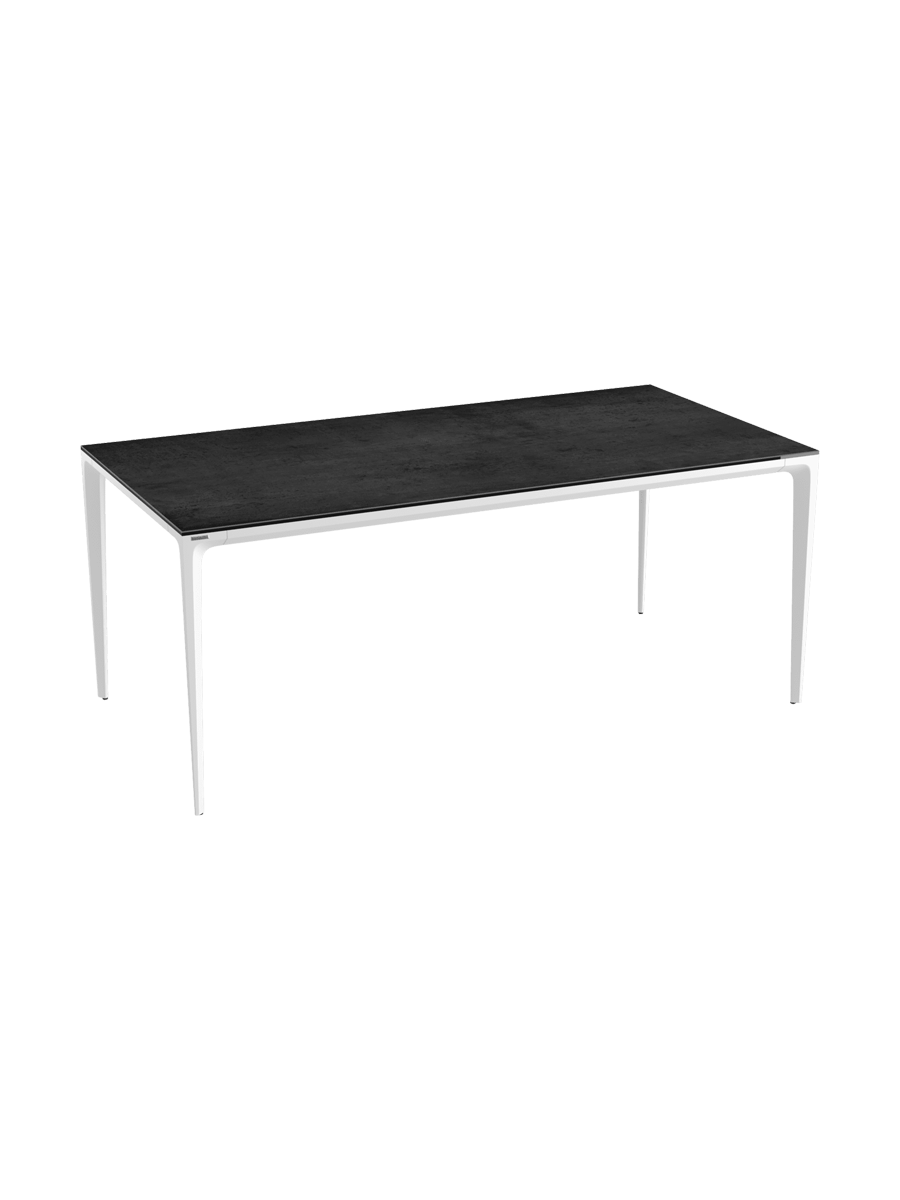 
Design Gartentisch „Mallorca“ aus Keramik, verschiedene Grössen - Weiss / Tischplatte: Marmoroptik hell matt / 180 x 90 cm