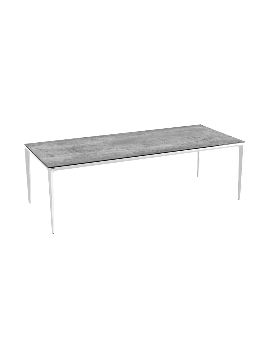
Design Gartentisch „Mallorca“ aus Keramik, verschiedene Grössen - Weiss / Tischplatte: Marmoroptik hell matt / 180 x 90 cm