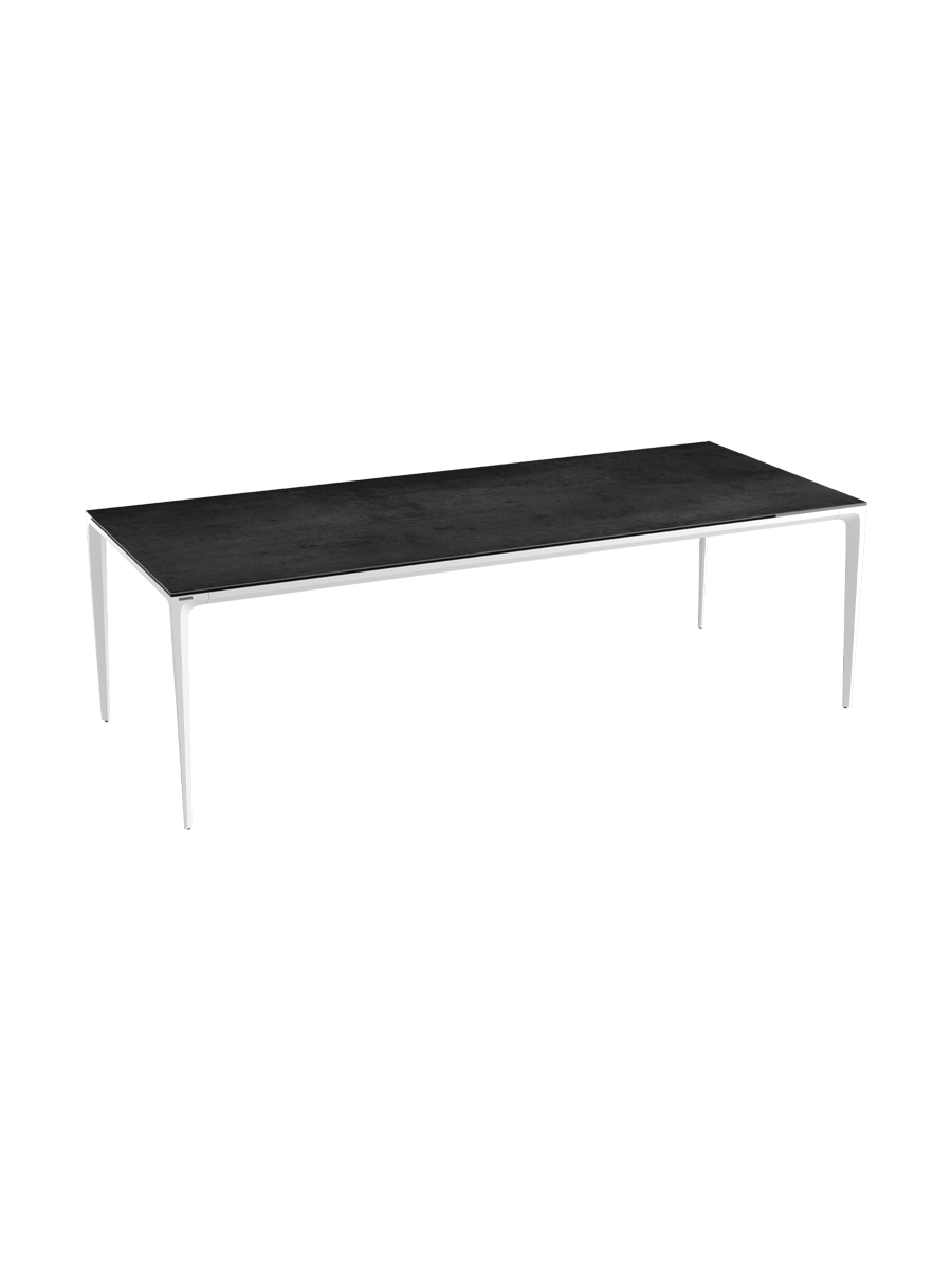 
Design Gartentisch „Mallorca“ aus Keramik, verschiedene Grössen - Weiss / Tischplatte: Marmoroptik hell matt / 180 x 90 cm