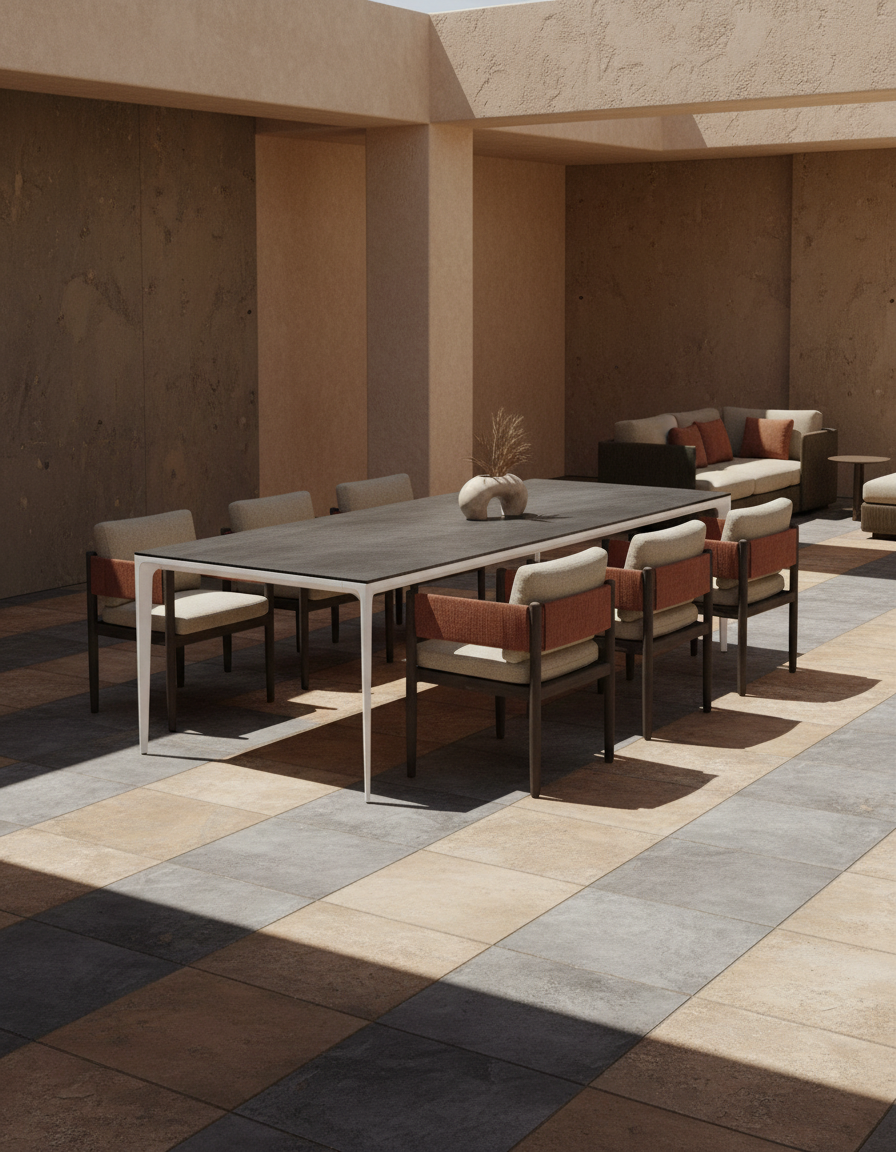 
Design Gartentisch „Mallorca“ aus Keramik, verschiedene Grössen - Weiss / Tischplatte: Titan Schwarz / 240 x 100 cm