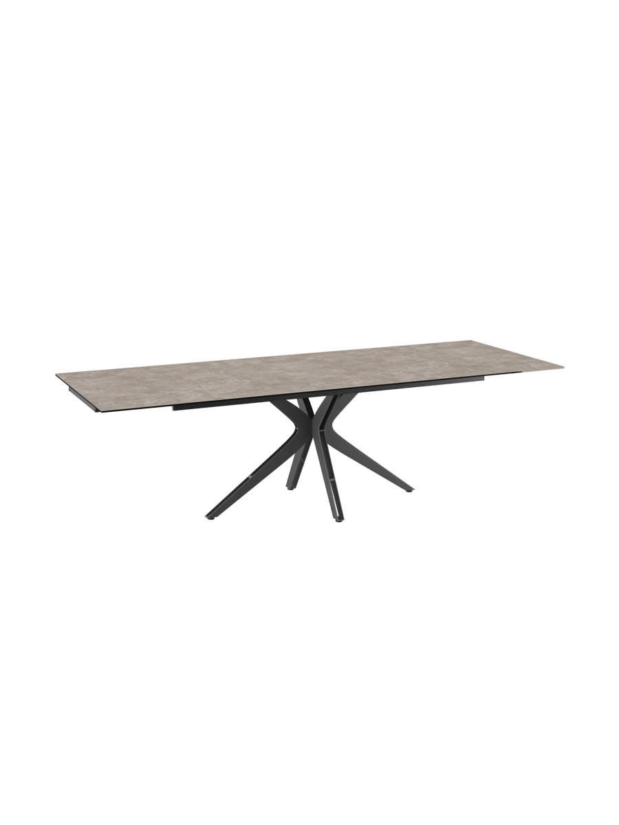 
Ausziehbarer Designer Esstisch „Influence“ aus Keramik, in verschiedenen Grössen - Gestell: Taupe, Tischplatte: Zemntgrau / 150-230 x 100 cm
