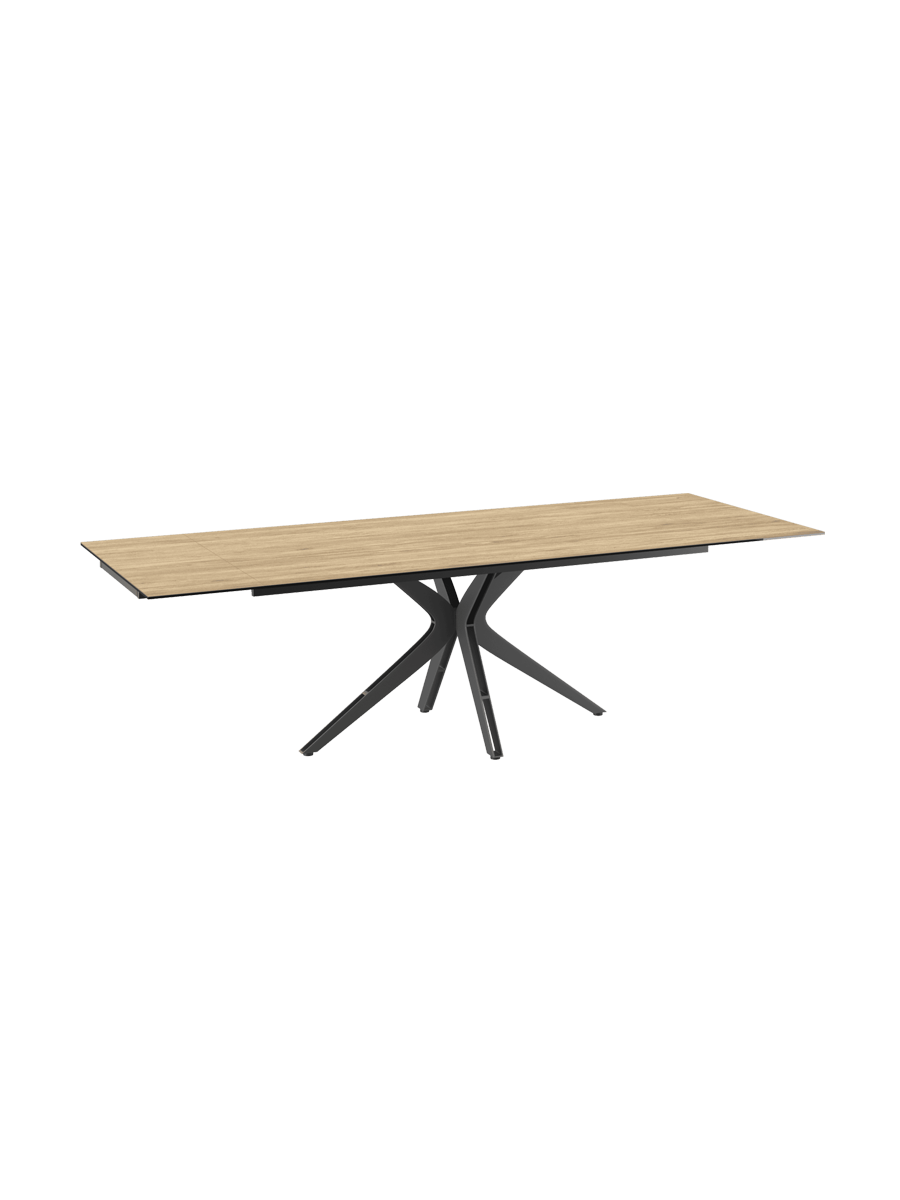 
Ausziehbarer Designer Esstisch „Influence“ aus Keramik, in verschiedenen Grössen - Gestell: Taupe, Tischplatte: Zemntgrau / 150-230 x 100 cm